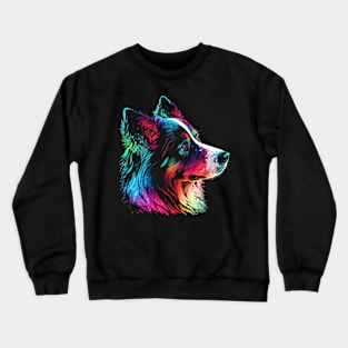 Border Collie Watercolor Painting Portrait Art Crewneck Sweatshirt